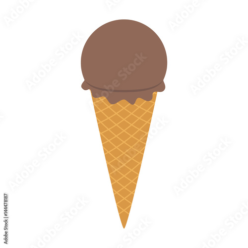 Flat icon chocolate ice cream isolated on white background. Vector illustration.