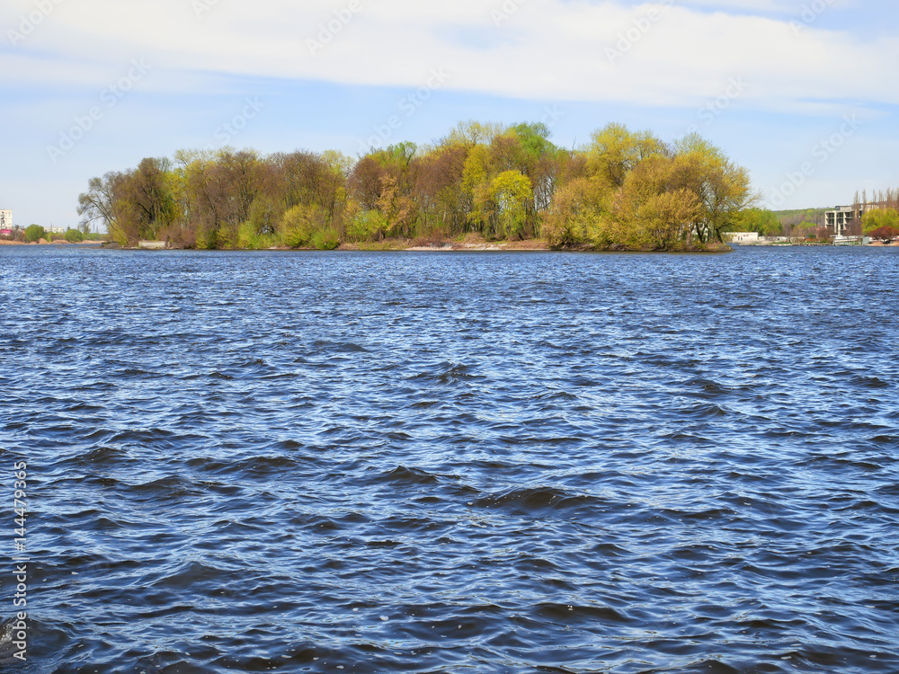 Waves on lake in fine spring weather Waves on lake in fine spring weather