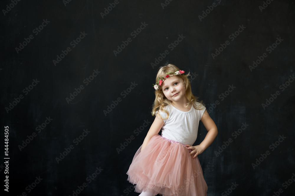 Pretty girl in a pink lush tulle skirt