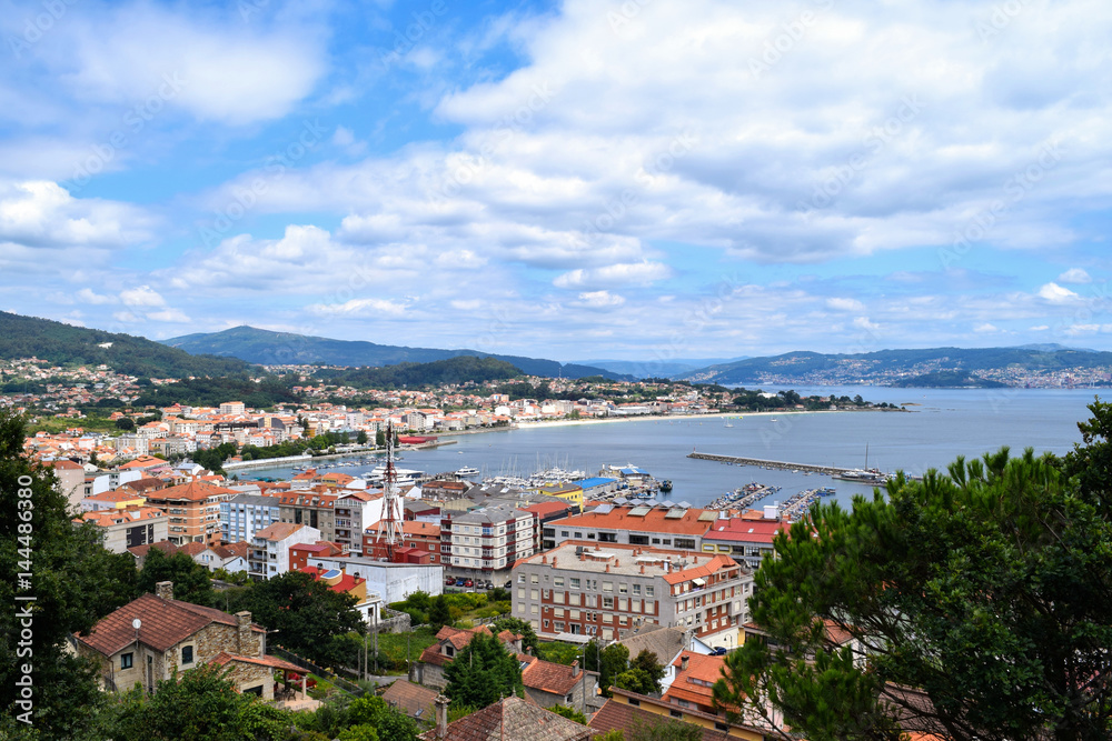 View over the town of Cangas on the Bay of Vigo, Spain