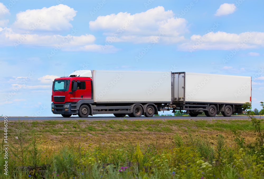 truck moves on highway