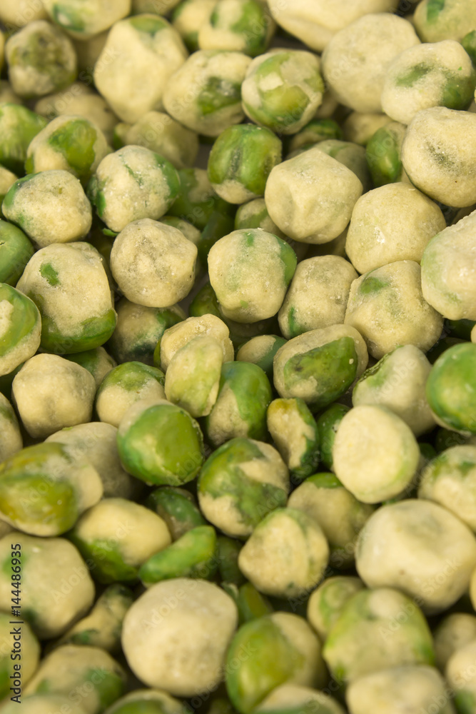 This is a photograph of spicy Wasabi Peas This is a photograph of spicy Wasabi Peas