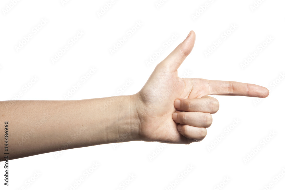 gesture with hand finger, index finger make a direction. gesture with hand finger, index finger make a direction.