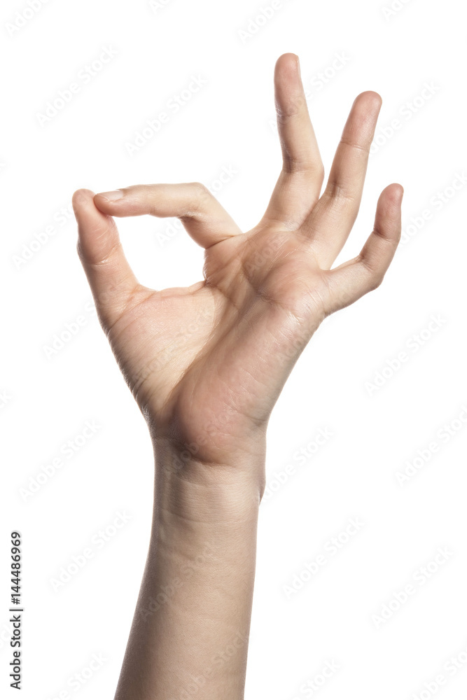 gesture with hand finger, index finger make a ok. gesture with hand finger, index finger make a ok.