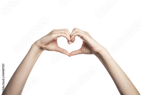 gesture with hand finger, finger make a heart(love). photo