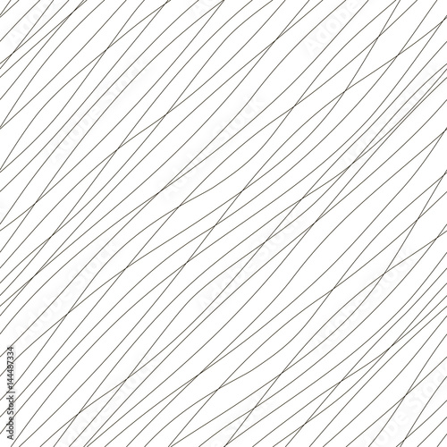 Linear texture template. Seamless pattern. Black and white illustration for wallpaper, web page design. Modern minimalistic style. Abstract background. Vector diagonal ornament. Simple structure.