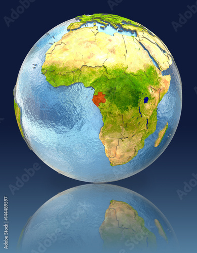 Fotografija Gabon on globe with reflection