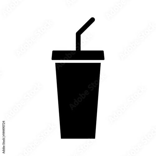 Soda beverage or soft drink with straw flat vector icon for food apps and websites