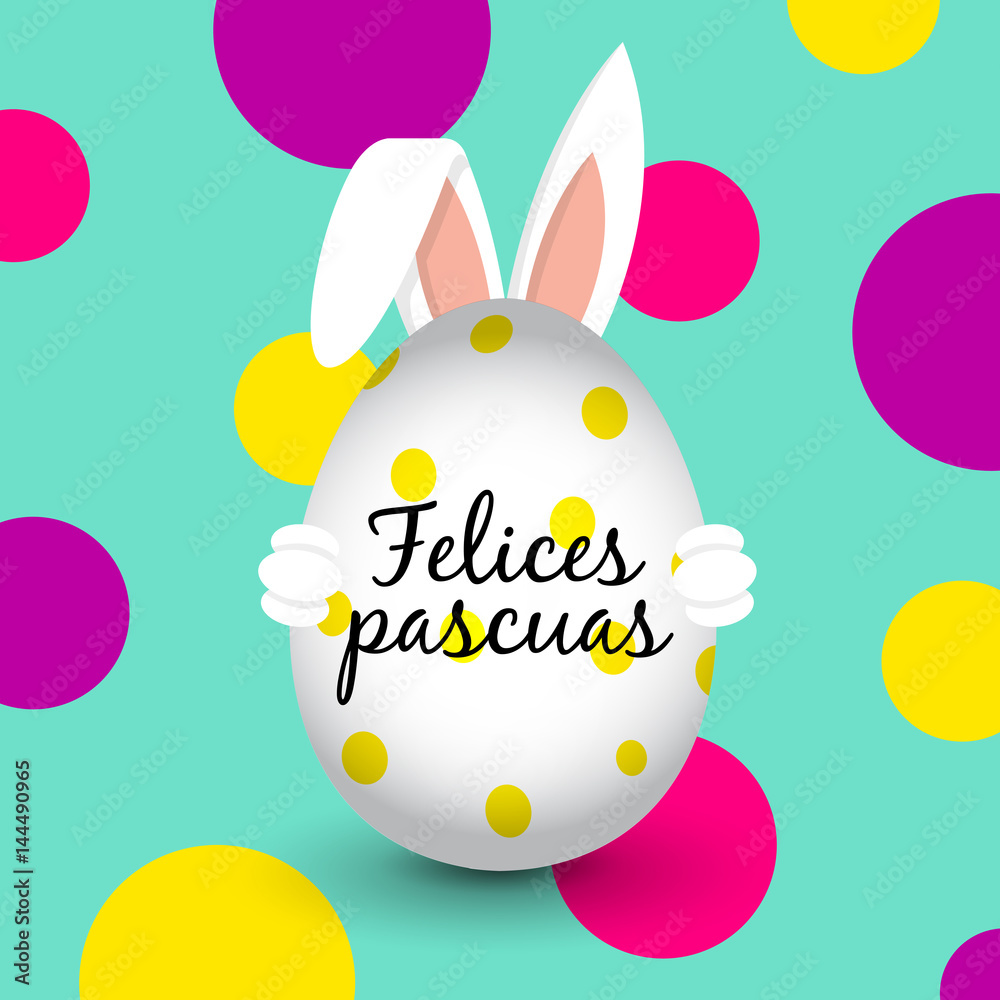 Conejo de pascua - Huevo de pascua - Felices pascuas (español) Stock Vector  | Adobe Stock