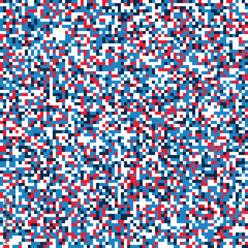 Seamless red blue and white digital pixel camouflage pattern vector