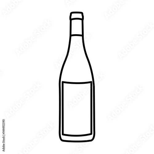 silhouette champagne bottle with label vector illustration