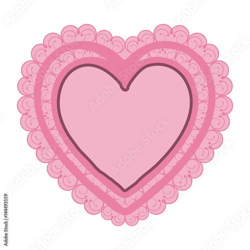 pink color double heart with decorative frame vector illustration