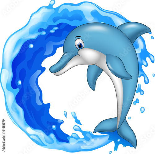 Cartoon dolphin jumping icon