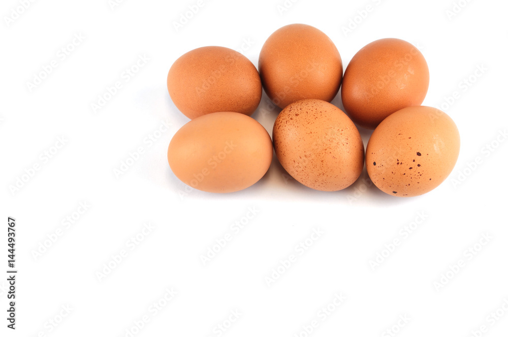 fresh chicken eggs isolated on white background