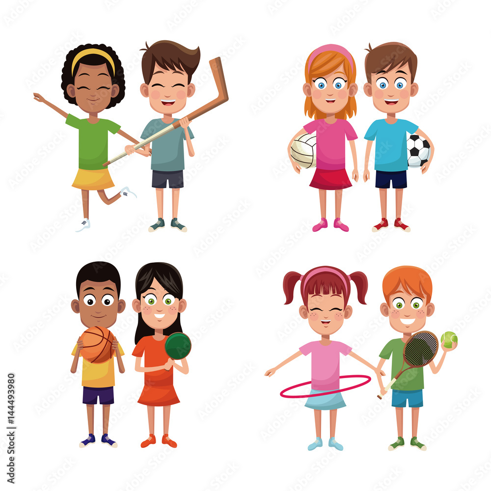 set kids sport player image vector illustration eps 10 set kids sport player image vector illustration eps 10