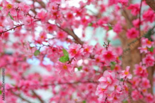 Artificial Sakura flowers for decorating japanese style selected focus at center