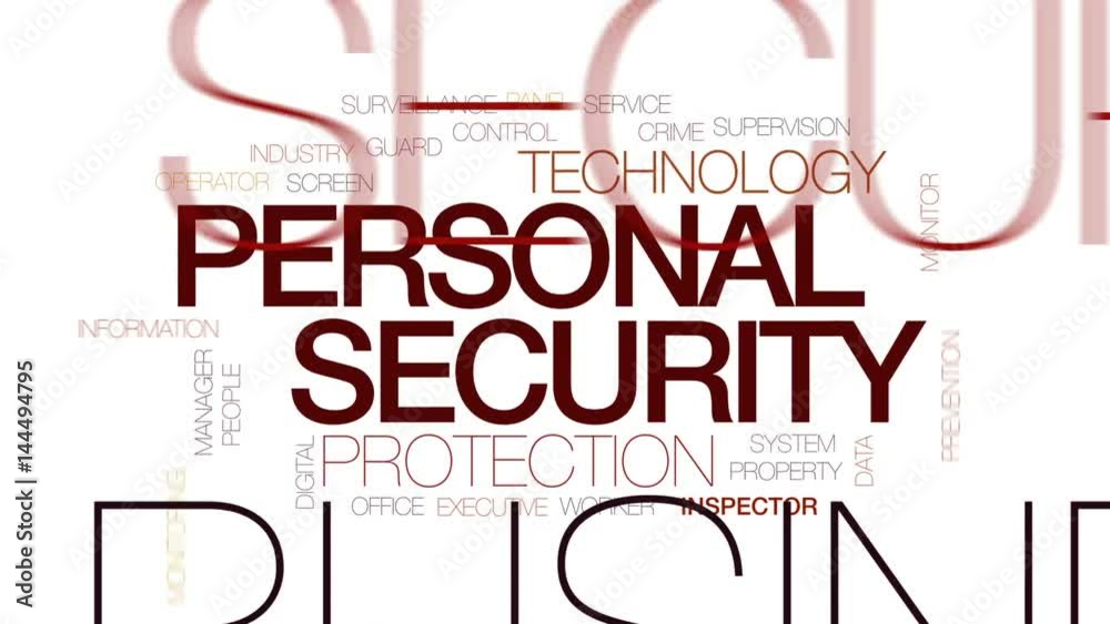 Personal security animated word cloud, text design animation. Kinetic typography.
