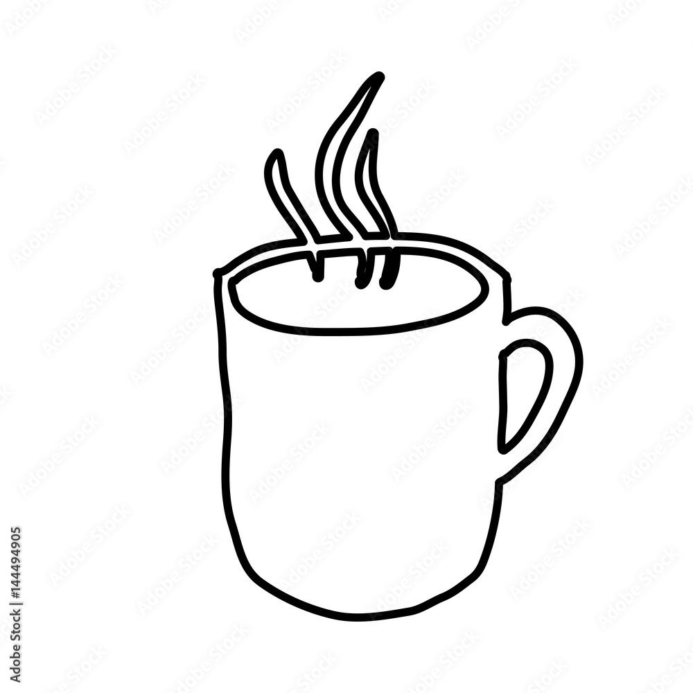 monochrome contour hand drawn with hot coffee mug vector illustration monochrome contour hand drawn with hot coffee mug vector illustration