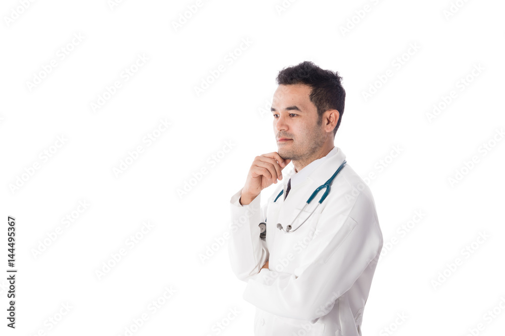 Asian male medical doctor on white background Asian male medical doctor on white background