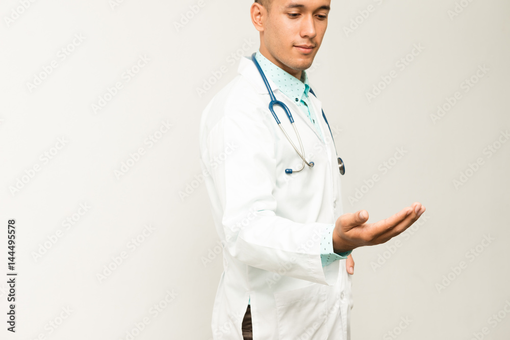 Asian male medical doctor on white background Asian male medical doctor on white background