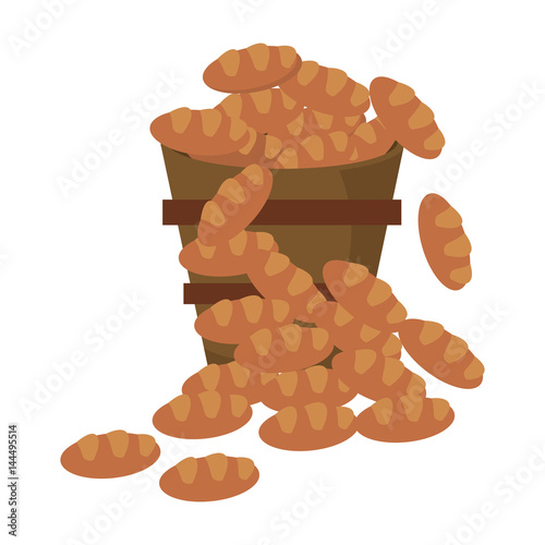 bucket bread multiplication miracle image vector illustration eps 10