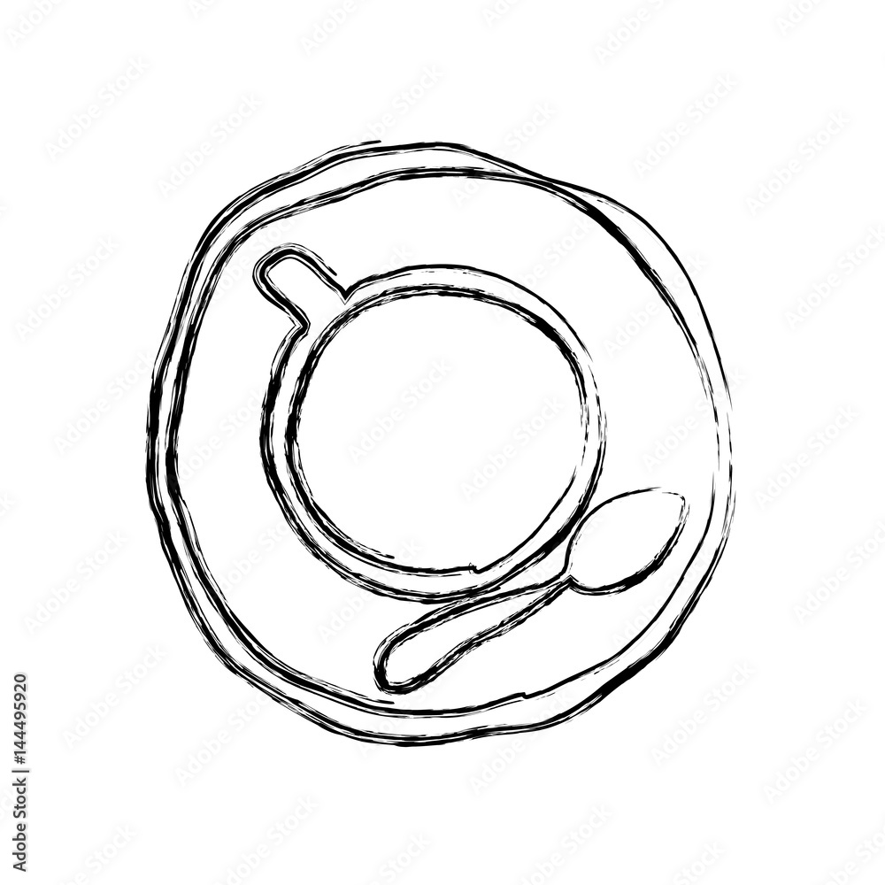 monochrome sketch hand drawn of coffee cup top view vector illustration monochrome sketch hand drawn of coffee cup top view vector illustration