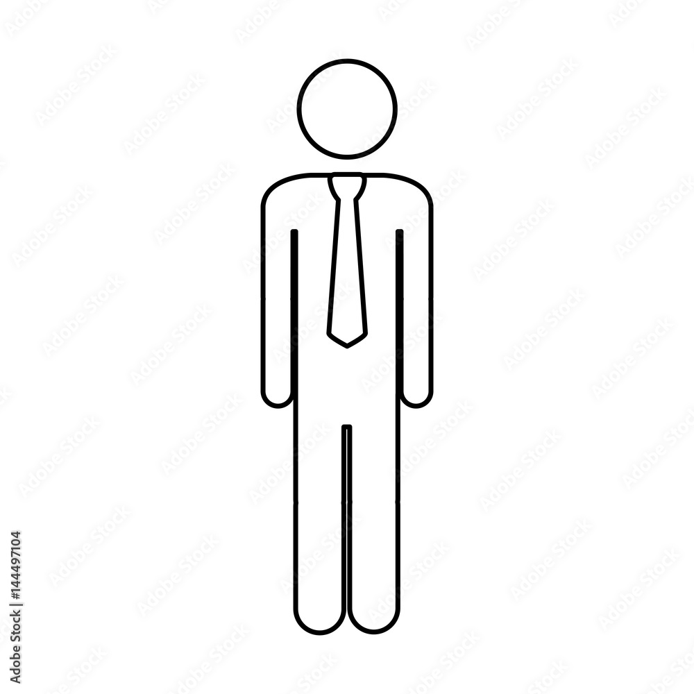 monochrome contour pictogram of man with tie vector illustration monochrome contour pictogram of man with tie vector illustration