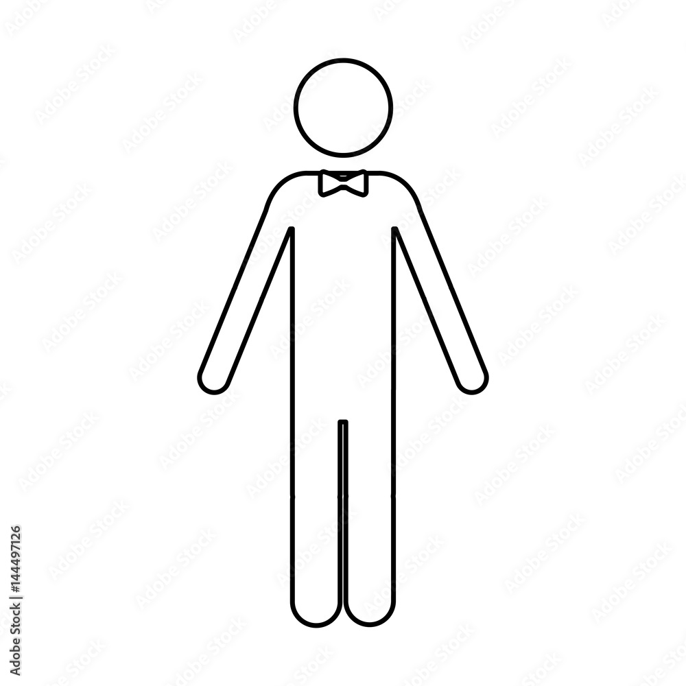 monochrome contour pictogram of waiter with bow tie vector illustration monochrome contour pictogram of waiter with bow tie vector illustration