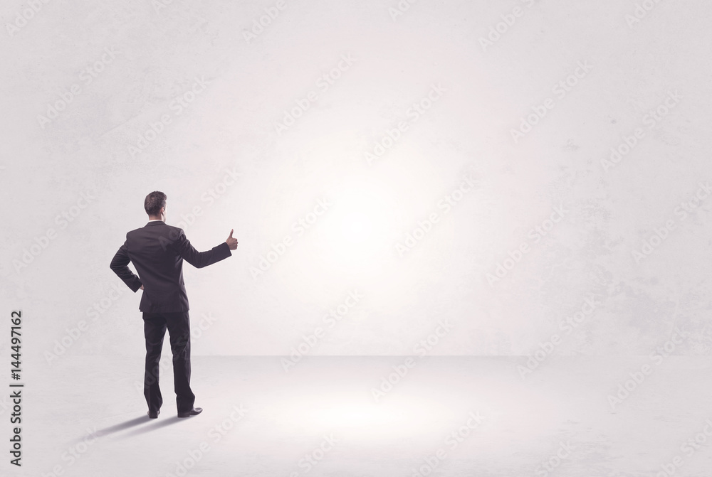 Finance worker standing in pure nothing Finance worker standing in pure nothing