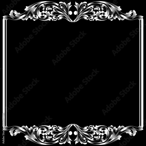 Vintage border frame engraving with retro ornament pattern in antique baroque style decorative design. Vector.