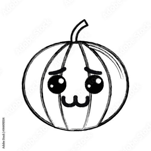 silhouette kawaii nice shy pumpkin vegetable
