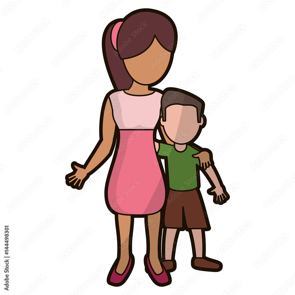 mother hugging son lovely image vector illustration eps 10