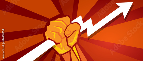 concept of progress chart economy hold by hand communism propaganda growth strong power