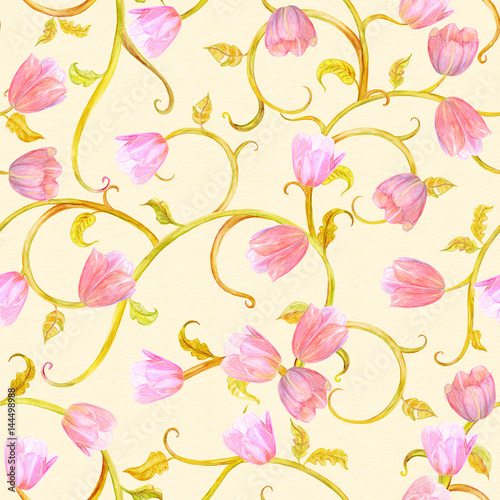 abstract floral seamless texture. watercolor painting