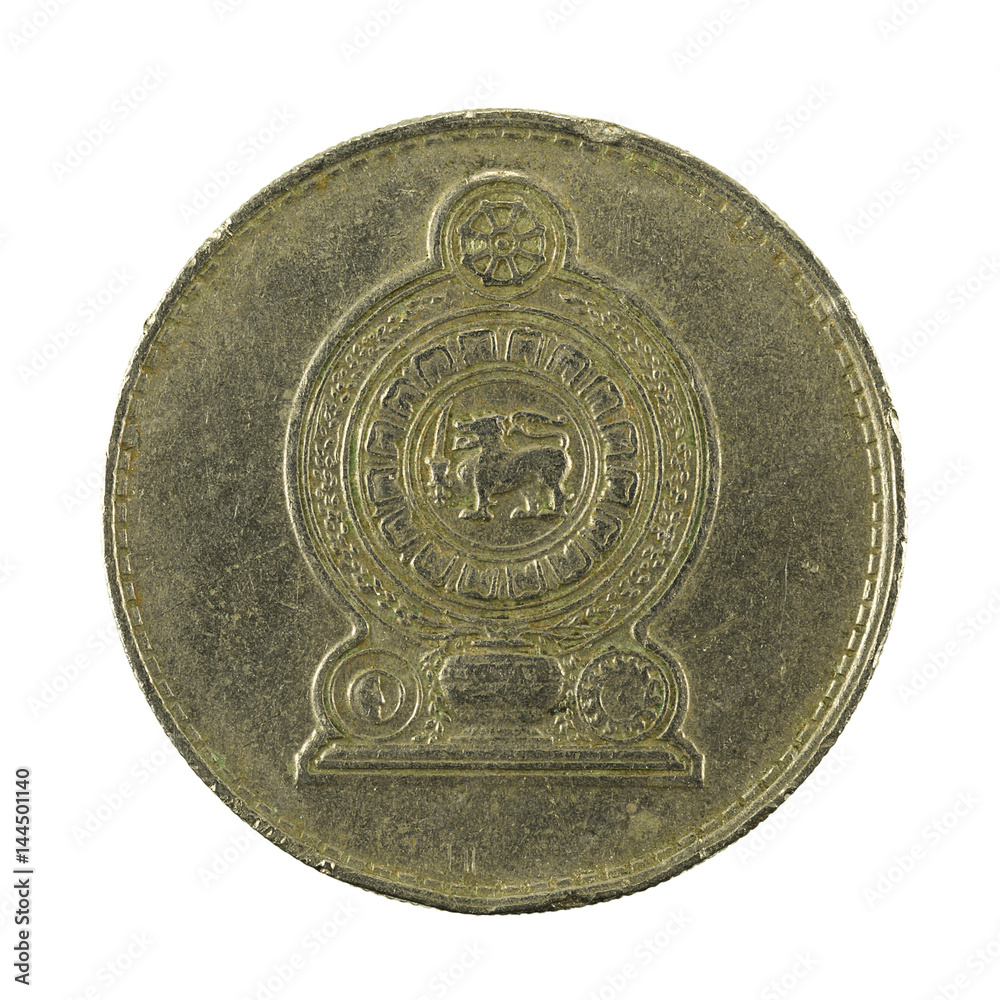1 sri lankan rupee coin (1982) reverse isolated on white background