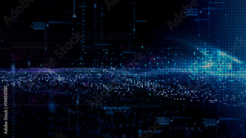 Digital matrix particles grid virtual reality abstract cyber space environment background photo