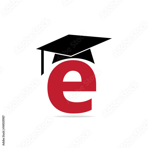 Initial Letter E Logo With Graduation Cap