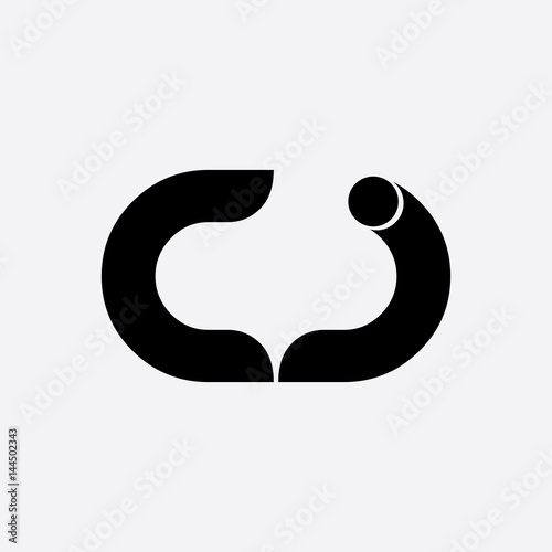 Initial Letter CI CJ Rounded Lowercase Logo