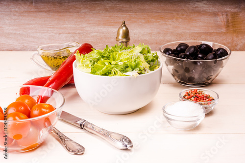 Tossed Salad with olives and pepper romano