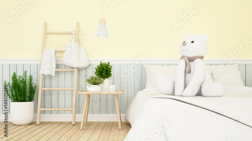 white bear in kid room or bedroom-3D Rendering photo