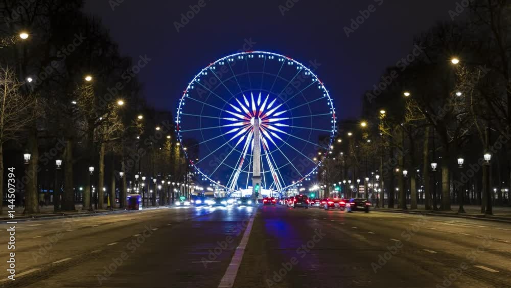 Time lapse vue d'ensemble de la grande roue de la ville de Paris, France