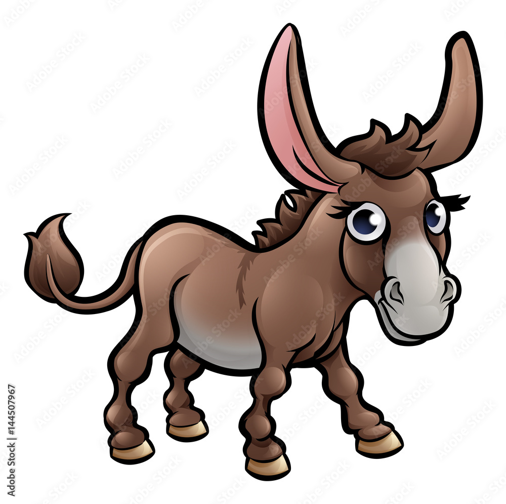 Fototapeta premium Donkey Farm Animals Cartoon Character