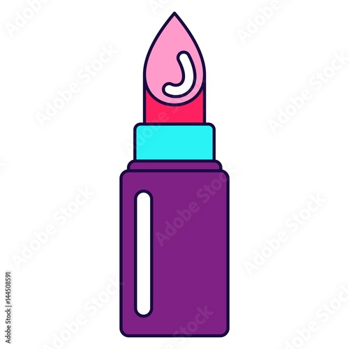 Bright lines lipstick icon. Fashion patch, pin badges set inspried by 80s - 90s comic style. Flat vector cartoon illustration. Objects isolated on a white background.