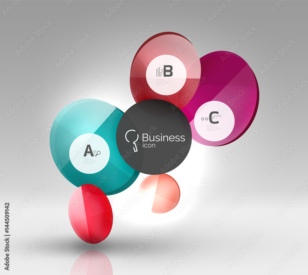 Shiny circles with text in 3d space Shiny circles with text in 3d space