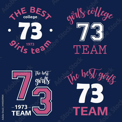 The best girls team college logo 73 isolated vector set