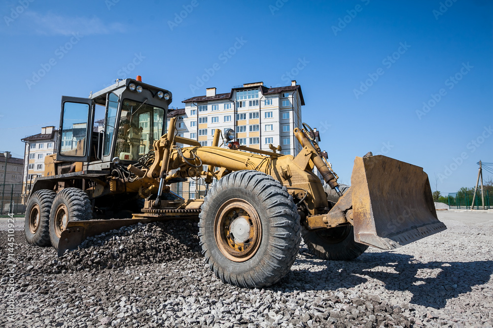 bulldozer working at the construction site bulldozer working at the construction site