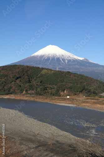 Fuji river and Mt. Fuji in Shizuoka  Japan