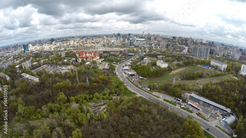 aerial view of Kiev in spring. Protasov Yar street