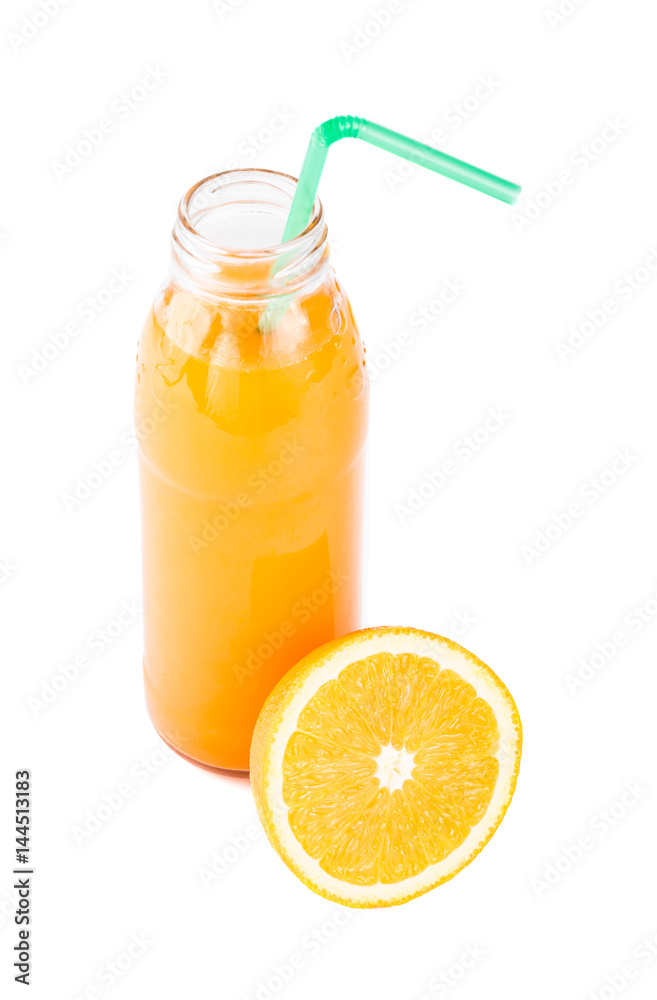Orange juice. Isolated drink. A glass of orange juice and pieces of orange fruit isolated on white background. Citrus. Diet. Vitamins. Healthy food. Orange juice. Isolated drink. A glass of orange juice and pieces of orange fruit isolated on white background. Citrus. Diet. Vitamins. Healthy food.