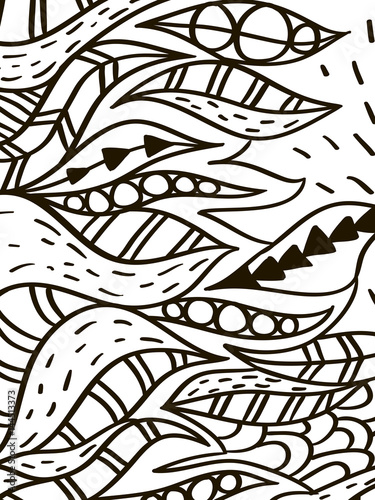 Wave leaves coloring book for adult vector